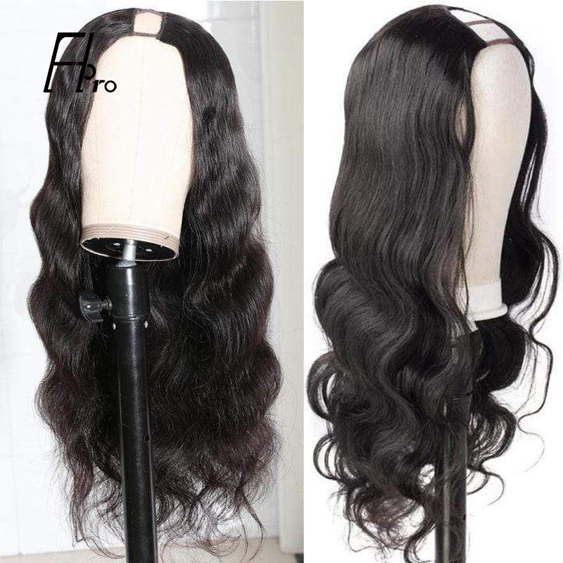 U Part Wig Virgin Hair Wigs Body Wave 150% Density Glueless Wig